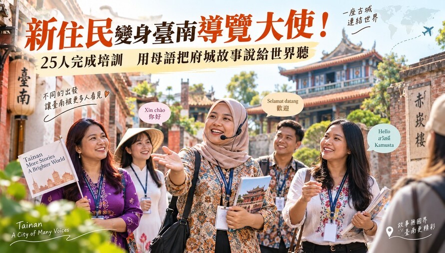 新住民變身臺南導覽大使！25人完成培訓　用母語把府城故事說給世界聽
