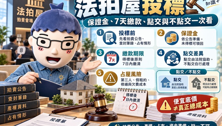 法拍屋投標｜保證金、7天繳款、點交與不點交一次看！第三人占屋恐陷交屋糾紛