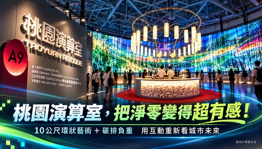 桃園設計展「演算室」很有得玩！10公尺環狀藝術、碳排負重體驗一次看
