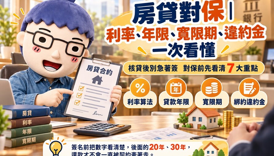 房貸對保｜利率、年限、寬限期、違約金一次看懂