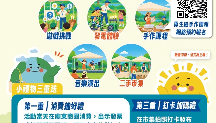 台中綠能A+生活市集10/3豐原登場 發電腳踏車、再生紙手作邀民體驗永續
