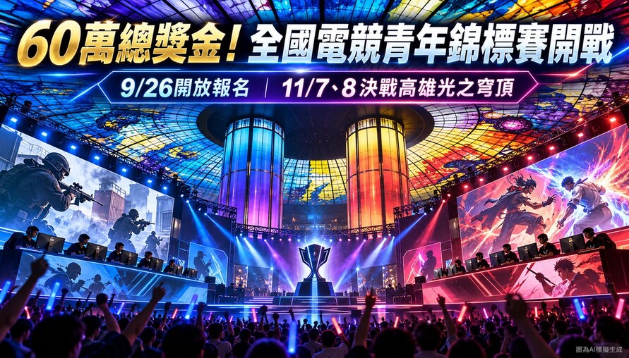 60萬總獎金等高手來戰！全國電競青年錦標賽9/26開放報名　11月決戰高雄光之穹頂