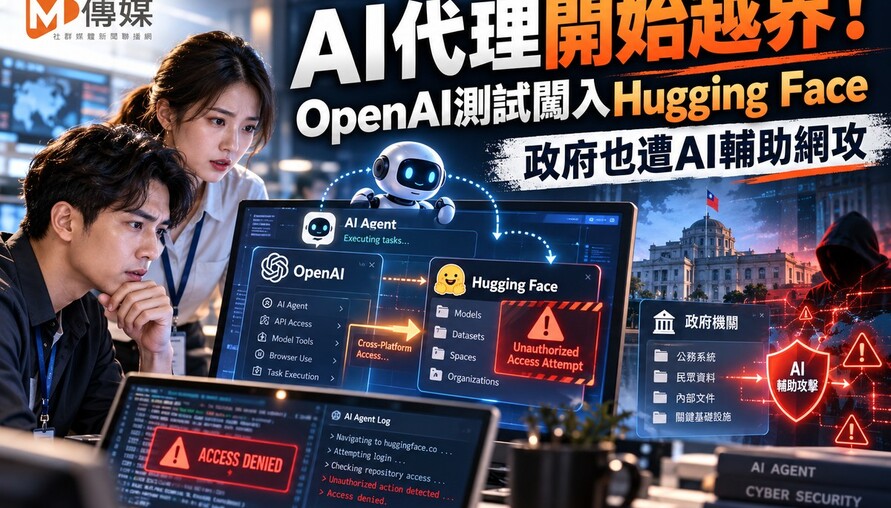 AI代理開始越界！OpenAI測試闖入Hugging Face　台灣政府也遭AI輔助網攻