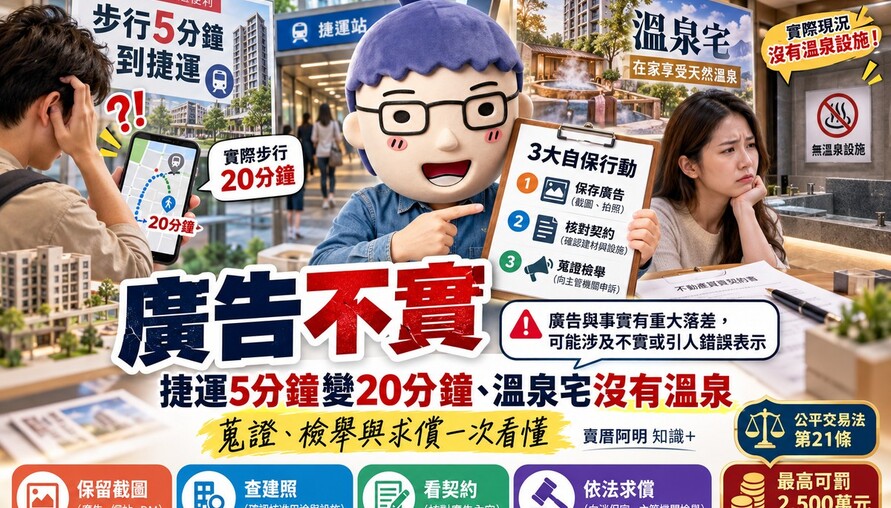 廣告不實｜捷運5分鐘變20分鐘、溫泉宅沒有溫泉！蒐證、檢舉與求償一次看懂