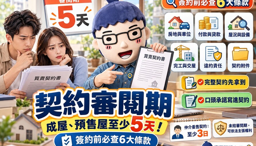 契約審閱期｜成屋、預售屋至少5天！簽約前必查6大條款