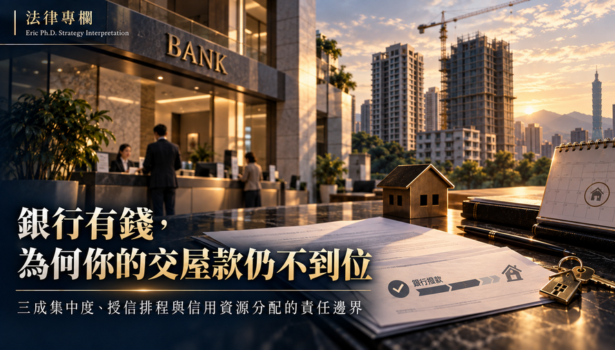 【 銀行有錢，為何你的交屋款仍不到位 】三成集中度、授信排程與信用資源分配的責任邊界