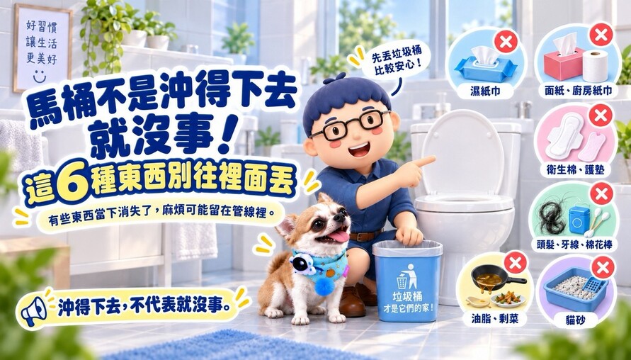 馬桶不是沖得下去就沒事！這6種東西別往裡面丟