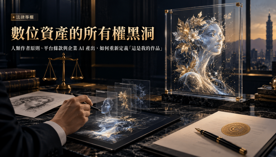 【 數位資產的所有權黑洞 】人類作者原則、平台條款與企業 AI 產出，如何重新定義「這是我的作品」