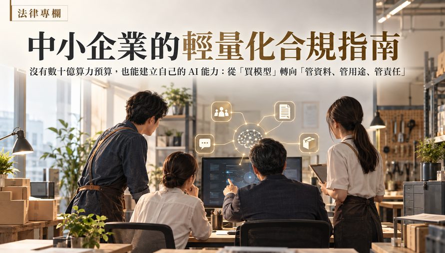 【 中小企業的輕量化合規指南 】沒有數十億算力預算，也能建立自己的 AI 能力：從「買模型」轉向「管資料、管用途、管責任」