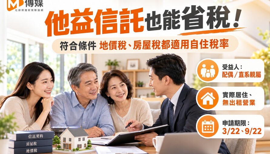 他益信託也能省稅！財政部放寬自住稅率 符合條件地價稅、房屋稅都適用