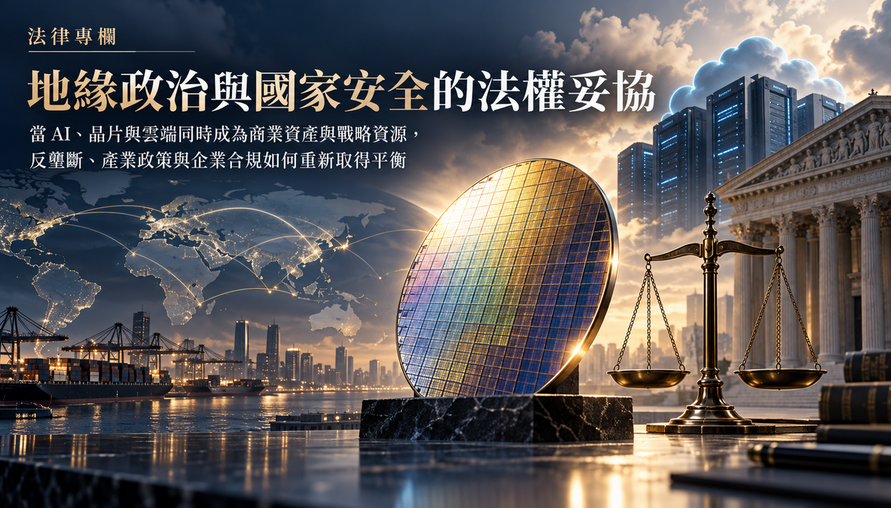 【 地緣政治與國家安全的法權妥協 】當 AI、晶片與雲端同時成為商業資產與戰略資源，反壟斷、產業政策與企業合規如何重新取得平衡