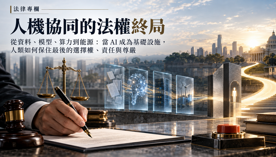 【 人機協同的法權終局 】從資料、模型、算力到能源：當 AI 成為基礎設施，人類如何保住最後的選擇權、責任與尊嚴