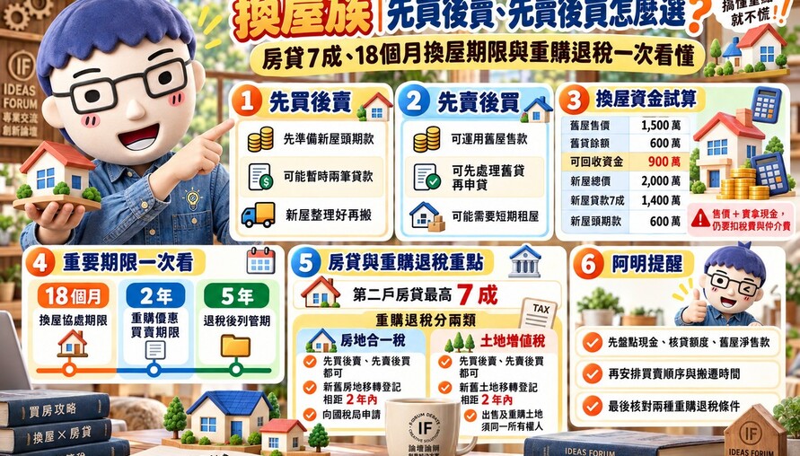 換屋族I注意｜先買後賣、先賣後買一次算　房貸7成、18個月、2年退稅期限別混在一起