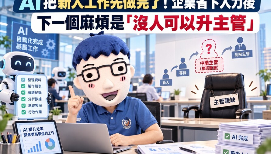 AI把新人工作先做完了！企業省下人力後　下一個麻煩是「沒人可以升主管」