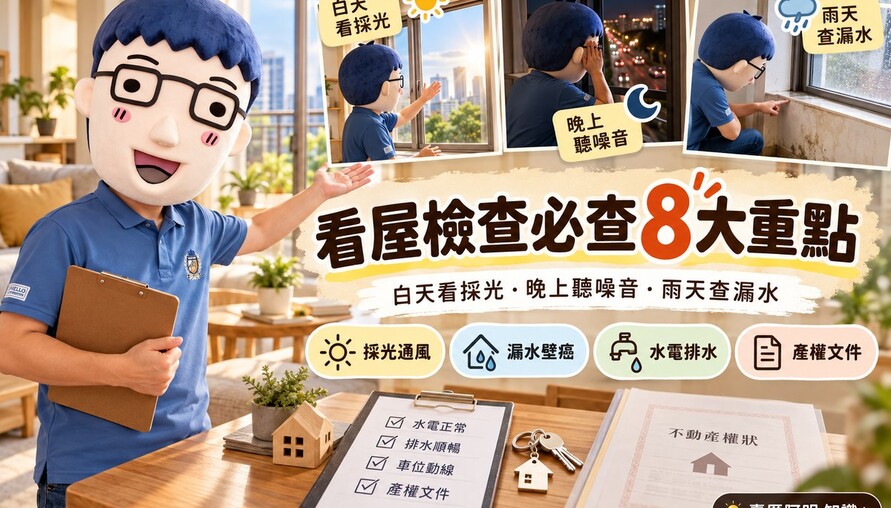 看屋檢查｜白天看採光、晚上聽噪音、雨天查漏水　買房前必查8大重點