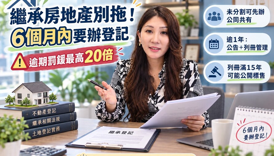 繼承房地產別拖！6個月內要辦登記　逾期罰鍰最高20倍