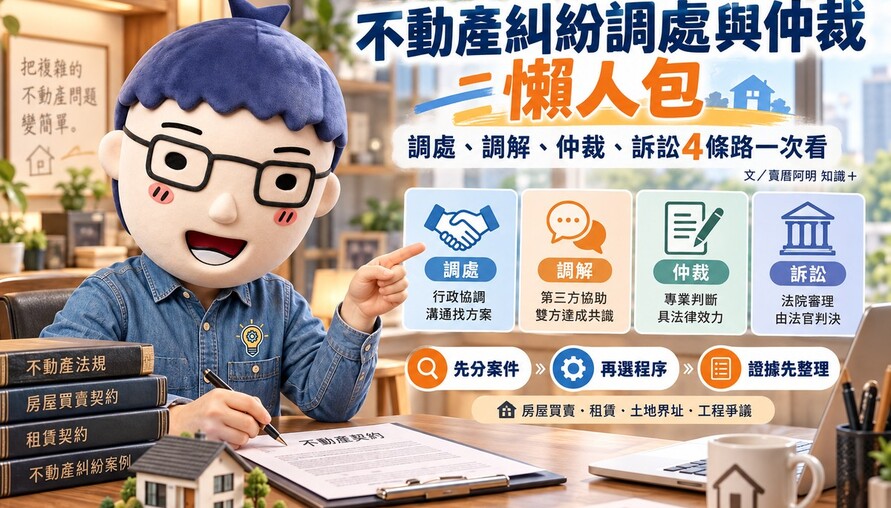 不動產糾紛調處｜調處、調解、仲裁、訴訟4條路一次看