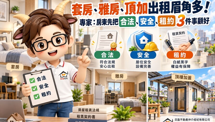 套房、雅房、頂加出租眉角多！專家：房東先把合法、安全、租約3件事顧好