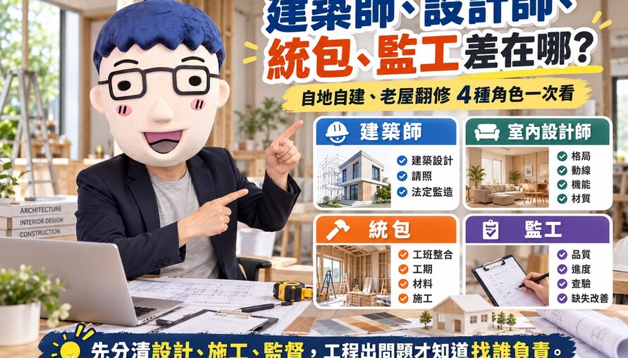 建築師、設計師、統包、監工差在哪｜自地自建、老屋翻修4種角色一次看