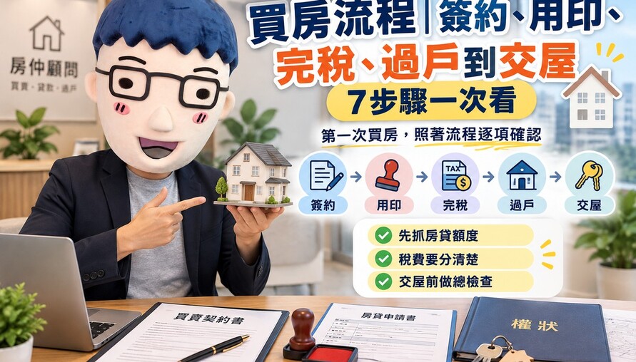 買房流程｜簽約、用印、完稅、過戶到交屋7步驟一次看