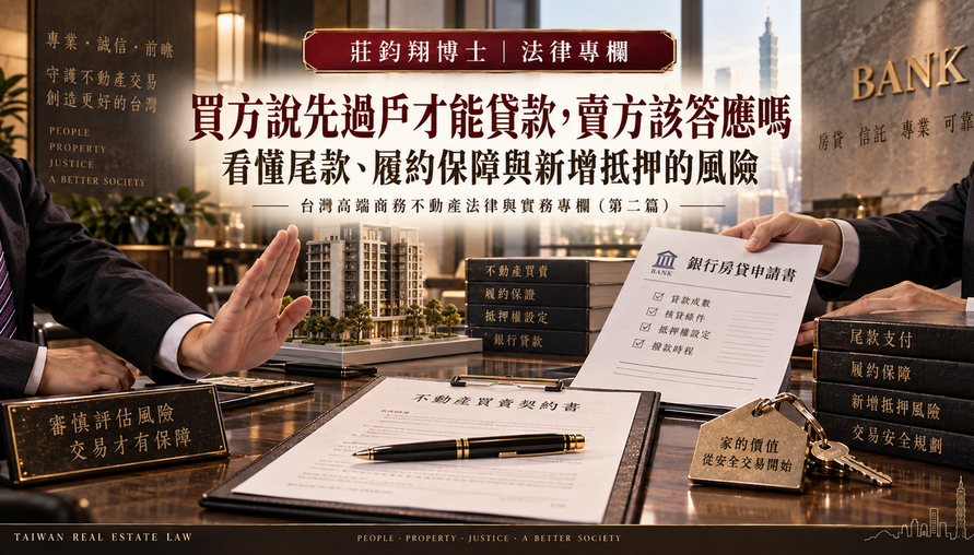 【 買方說先過戶才能貸款，賣方該答應嗎？ 】看懂尾款、履約保障與新增抵押的風險