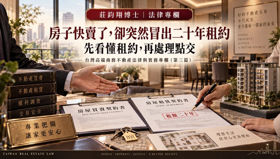 【 房子快賣了，卻突然冒出二十年租約 】先看懂租約，再處理點交