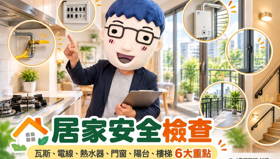 居家安全檢查｜瓦斯、電線、熱水器、門窗、陽台、樓梯6大重點
