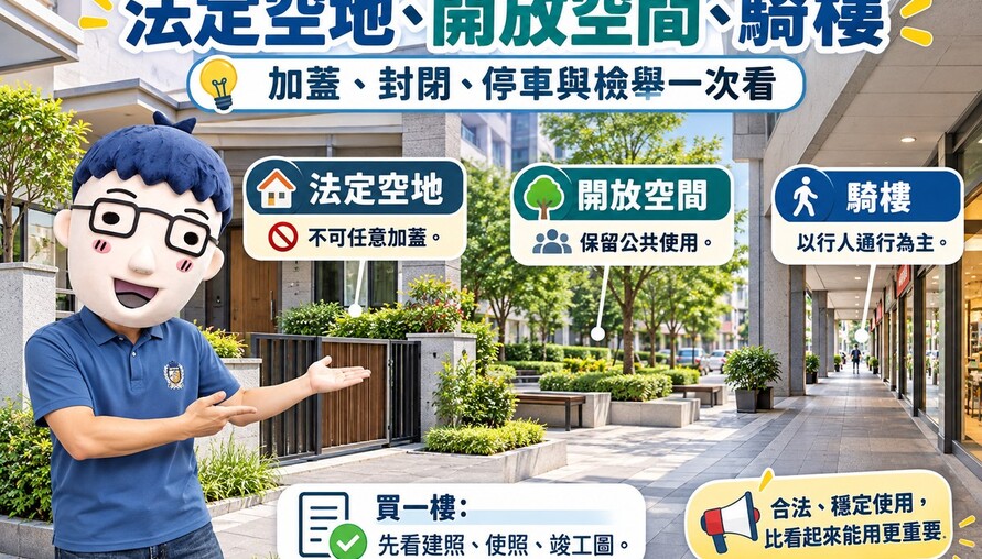 法定空地、開放空間、騎樓｜加蓋、封閉、停車與檢舉一次看
