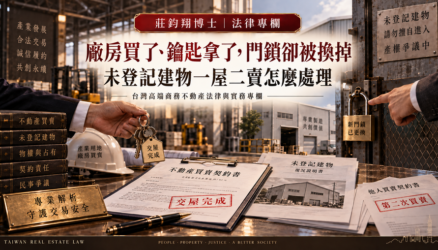 【 廠房買了、鑰匙拿了，門鎖卻被換掉 】未登記建物一屋二賣怎麼處理