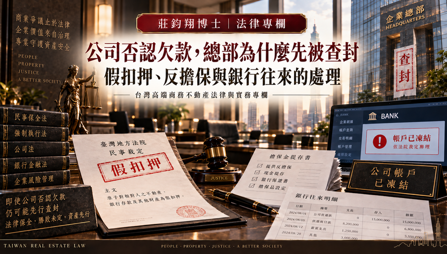 【 公司否認欠款，總部為什麼先被查封 】假扣押、反擔保與銀行往來的處理