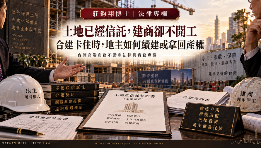 【 土地已經信託，建商卻不開工 】合建卡住時，地主如何續建或拿回產權