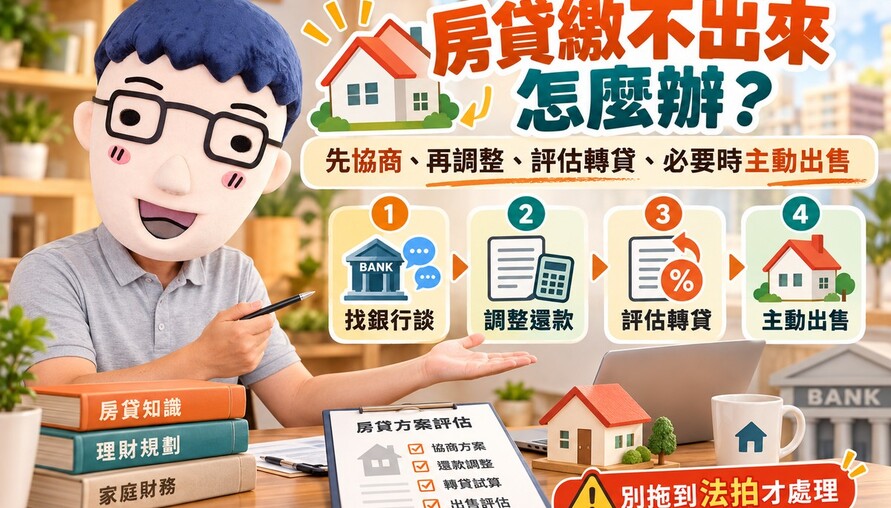 房貸繳不出來先做4件事｜協商、調整還款、轉貸、出售　別把房子拖進法拍