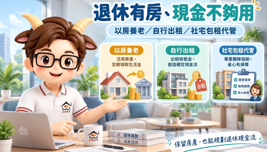 退休有房、現金不夠用｜以房養老、自行出租、社宅包租代管3種現金流一次看