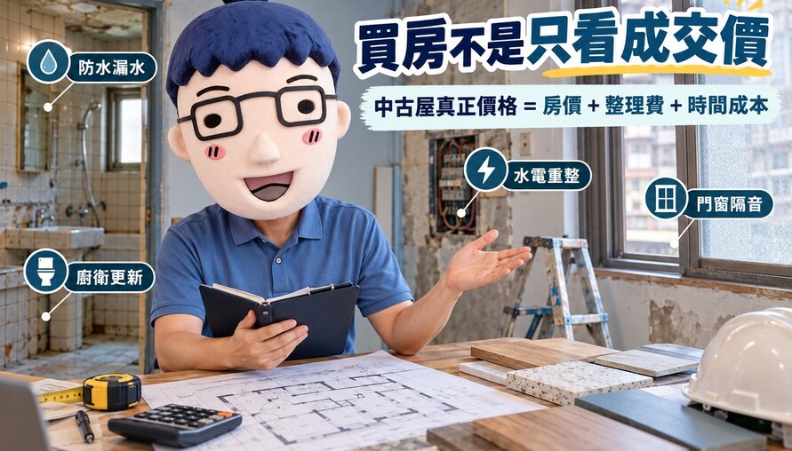 買中古屋別只看房價｜房價能談、裝修費難降　老屋翻修7筆成本先算