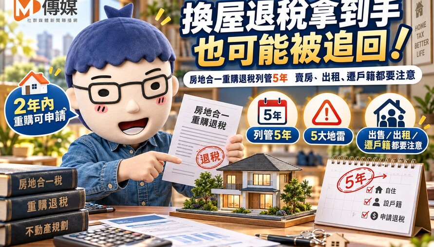 換屋退稅拿到手也可能被追回！房地合一重購退稅列管5年　賣房、出租、遷戶籍都要注意
