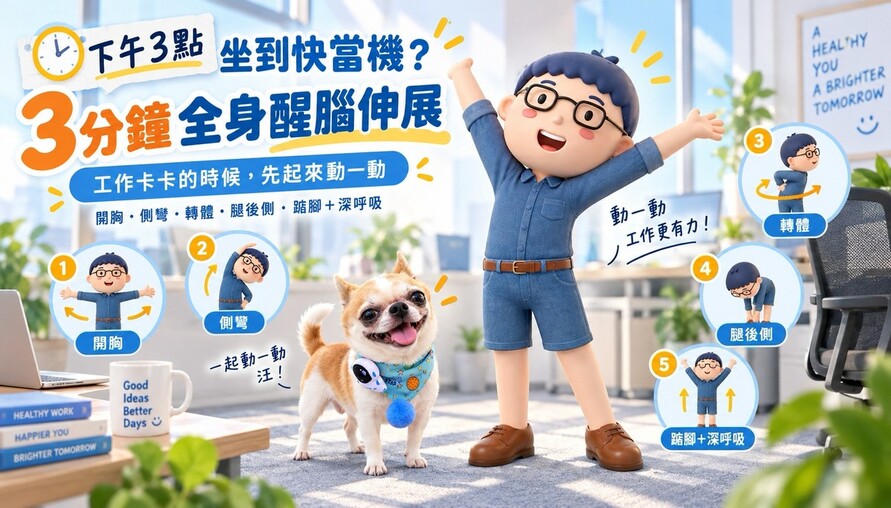 下午3點坐到快當機？3分鐘全身醒腦伸展