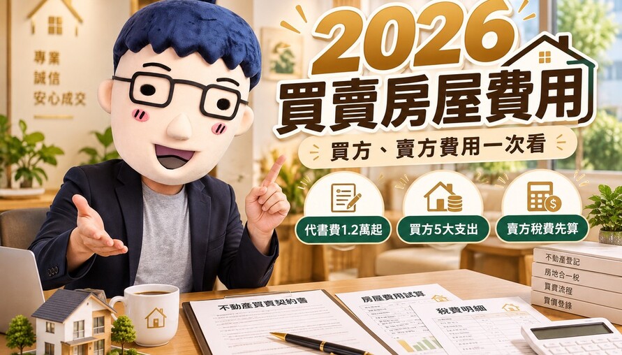 2026買賣房屋費用｜代書費1.2萬起！買方、賣方各付哪些錢　房仲費、稅金、過戶規費一次看
