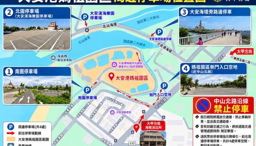 53.6公尺媽祖坐鎮大安港！2天吸5.8萬人朝聖　假日車潮湧入、警方提醒白線停車陷阱