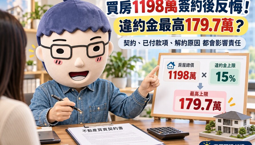 買房1198萬簽約後反悔！違約金最高179.7萬？阿明一張表算清楚