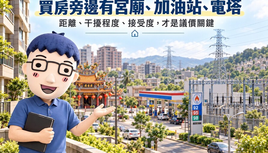 買房旁邊有宮廟、加油站、電塔！房價可能差多少　阿明揭6大嫌惡設施、查詢與議價重點