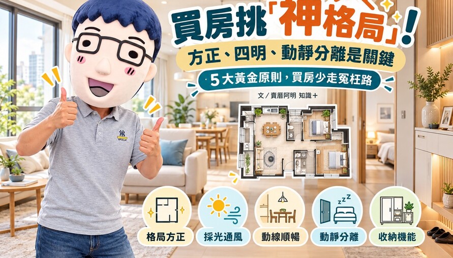 買房挑「神格局」！方正、四明、動靜分離是關鍵　阿明整理5大黃金原則，買房少走冤枉路
