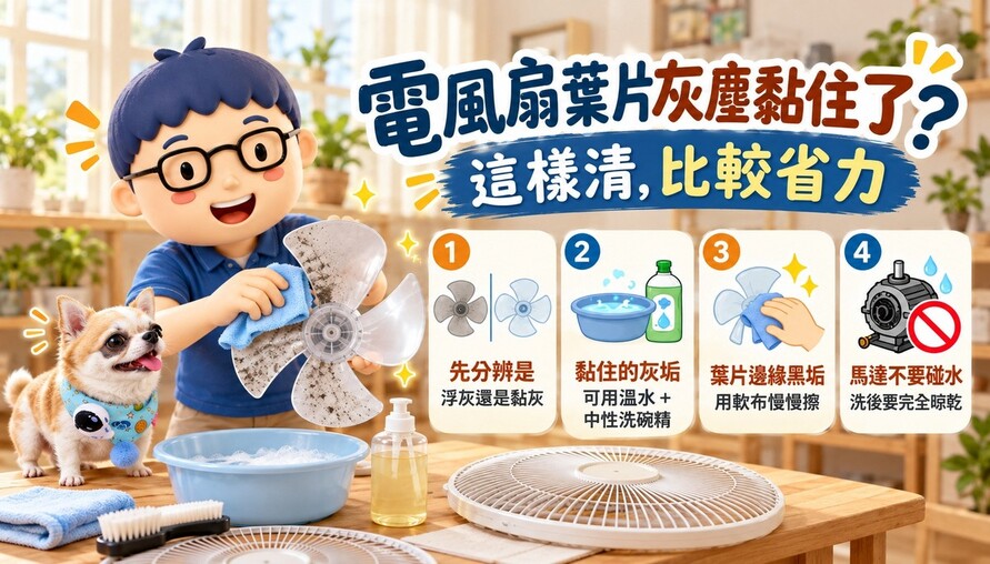 電風扇葉片灰塵黏住擦不掉？教你幾招清除頑固灰垢！