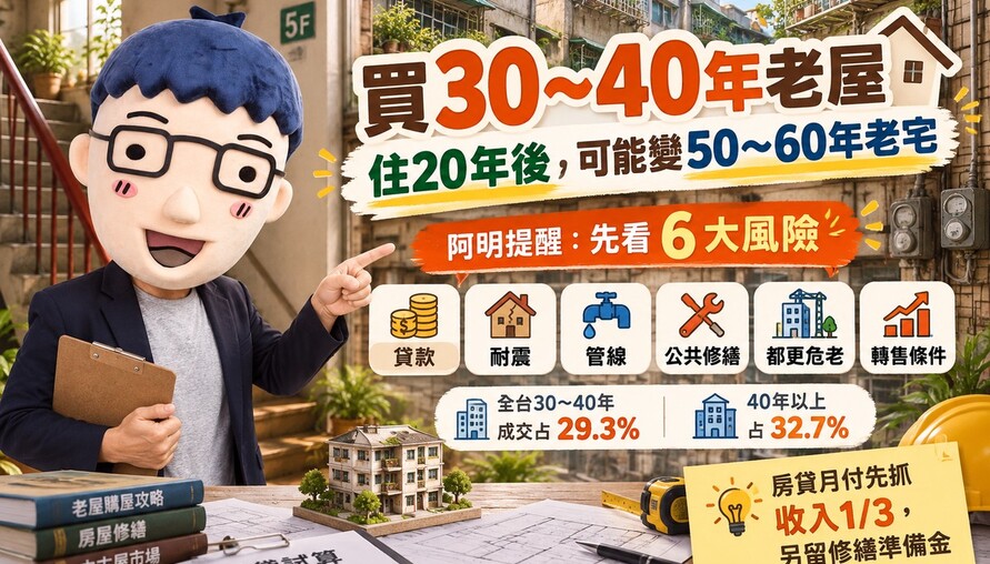 買30～40年老屋要注意什麼！住20年變50～60年老宅　阿明提醒貸款、耐震、管線、都更6大風險