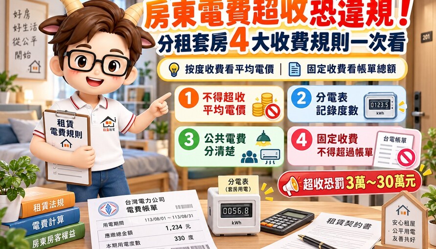 房東每度電收6元、7元恐違規！租屋電費新制實施兩年　日盈小編提醒分租套房4大收費規則