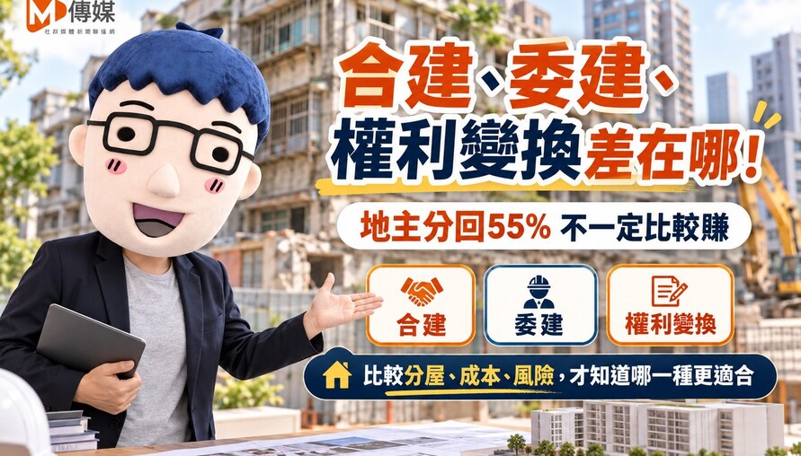 合建、委建、權利變換差在哪！地主分回55%不一定比較賺　阿明教你算分屋、成本與風險