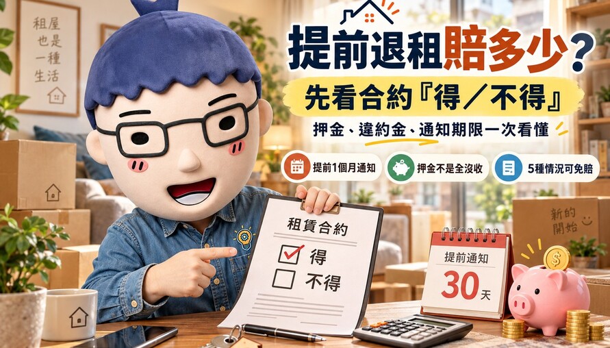 租約還有半年想搬走？提前退租「賠多少」！阿明算給你看：這欄沒勾對，押金全飛了！