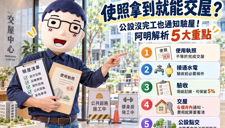 使照拿到就能交屋？公設沒完工也通知驗屋！阿明解析預售屋驗收、交屋與公設點交5大重點