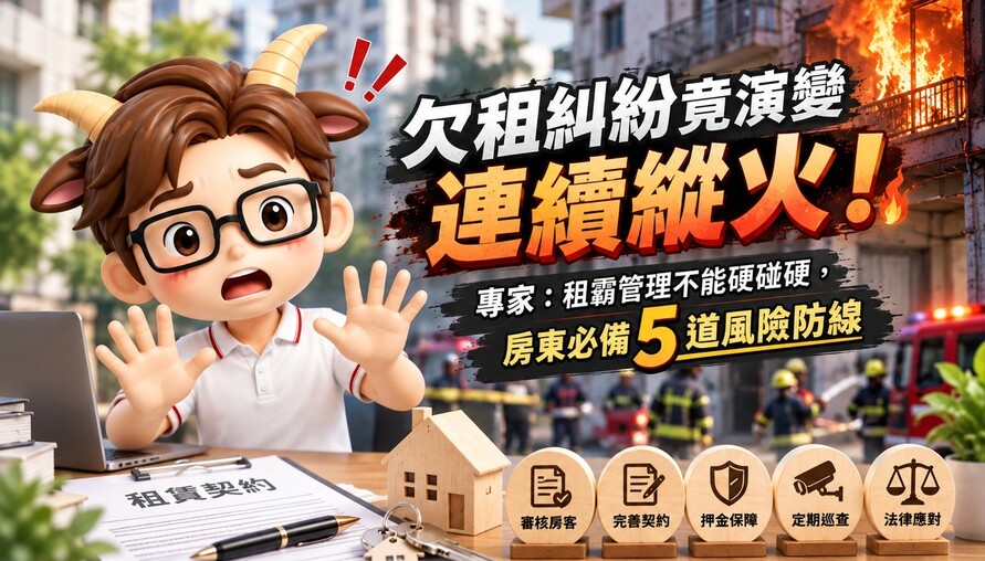 欠租糾紛竟演變連續縱火！專家：租霸管理不能硬碰硬，房東必備5道風險防線