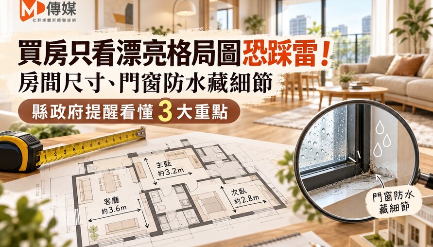 買房只看漂亮格局圖恐踩雷！房間尺寸、門窗防水藏細節　他提醒看懂3大重點