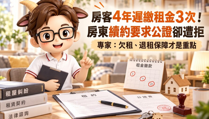 房客4年遲繳租金3次！房東續約要求公證卻遭拒　專家：欠租、退租保障才是重點